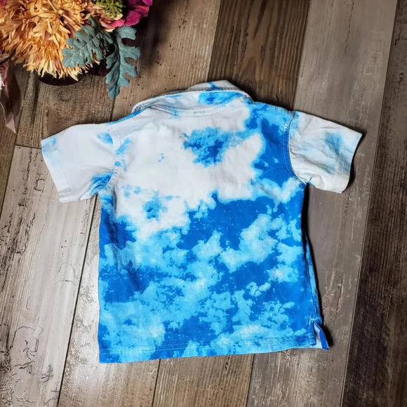 Disneyland Resort Walt Disney World Kids Toddler 2T Blue White Tie Dye Polo - Picture 8 of 8
